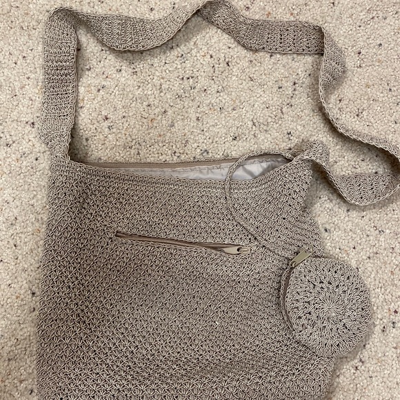 Macramé shoulder bag with attached coin purse - Picture 1 of 6